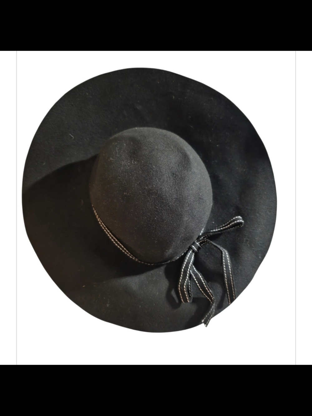 White House Black Market 100% Wool Black Wide Brim Rancher Hat